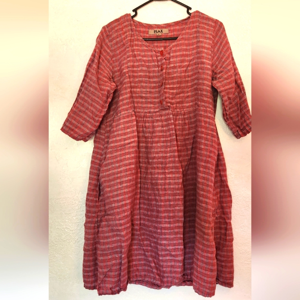 Flax Red Plaid Midi Dress
